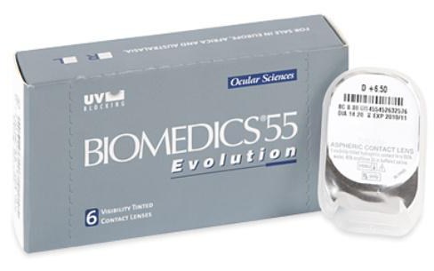 Kontaktiniai lęšiai Biomedika 55 Evolution. Specifikacijos, vartotojo vadovas, apžvalgos